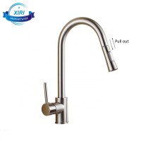 New Arrival Solid Brass Single Handle Kitchen Pull Out Faucet Brushed Nickel Kitchen Sink Taps XR112