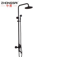 Bathroom Brass Single handle Antique Black Shower Mixer Column Set with Rainfall Handle Shower