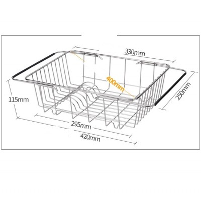 12ft Stainless Steel 201 Adjustable Satin Finish Fruit Kitchen Dish Drainer For Home Kitchen Room