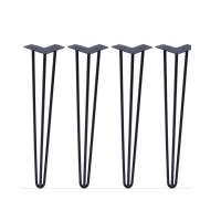 Heavy Duty 3 Rod Black Solid Iron Legs Hairpin Table Legs