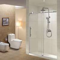 Kinmade Wall to wall Frameless Brushed Stainless Steel Sliding Shower Door Bathroom sliding system