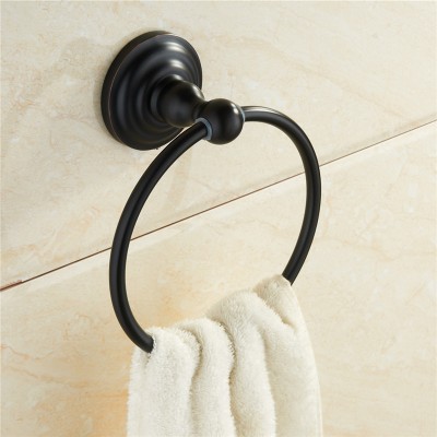 Black Bathroom Accessories Shower Adhesive Towel Bar Towel Holder Black Towel Ring